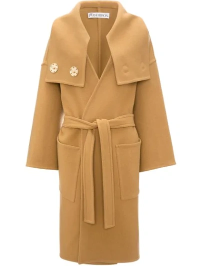 Shop Jw Anderson Wrap-around Collar Coat - Neutrals