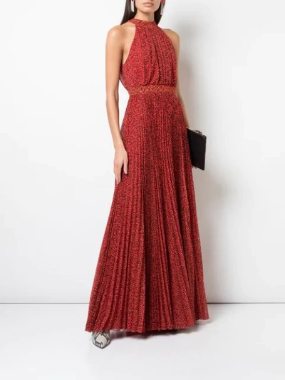 Shop Alice And Olivia Kelissa Pleated Maxi Dress In Red