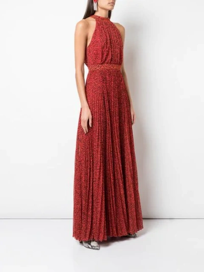 Shop Alice And Olivia Kelissa Pleated Maxi Dress In Red
