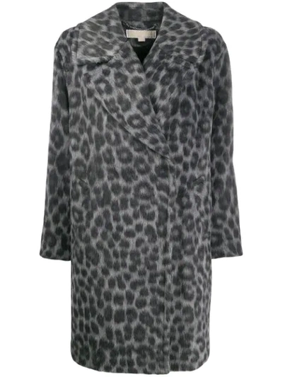 Shop Michael Michael Kors Leopard Pattern Coat In Grey