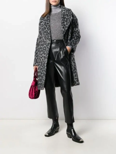 Shop Michael Michael Kors Leopard Pattern Coat In Grey