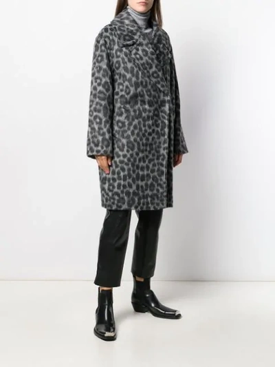 Shop Michael Michael Kors Leopard Pattern Coat In Grey