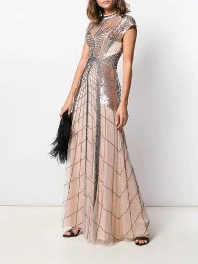 Shop Temperley London Electra Bead-embellished Tulle Gown In Almi Almond Mix