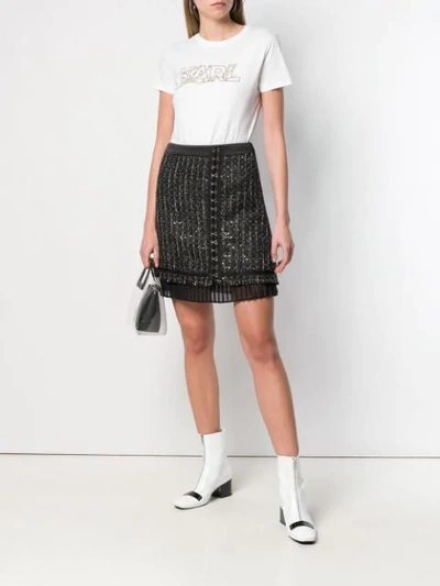 Shop Karl Lagerfeld Sparkle Boucle Skirt In Black