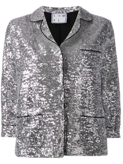 Shop In The Mood For Love Sofia Sequin Jacket In Silver