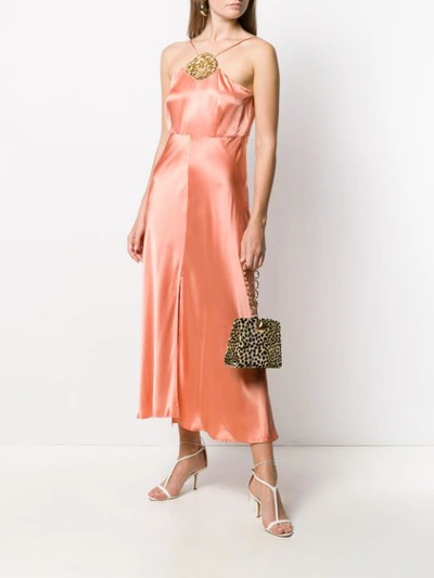 Shop Rixo London Embroidered Shell Dress In Peach