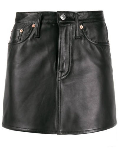 Shop Acne Studios Leather A-line Mini Skirt In Black