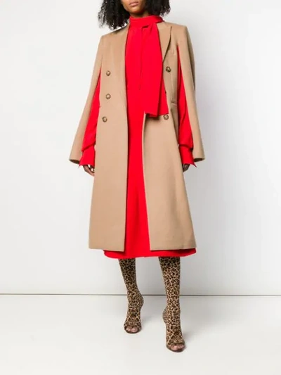 Shop Victoria Beckham Double-breasted Long Coat In Neutrals