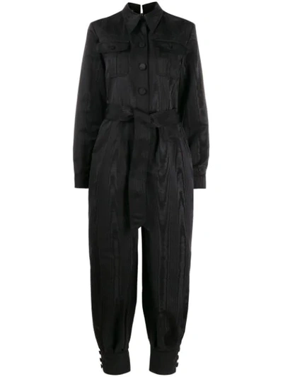 Shop Gucci Ribbed Boiler Suit In Black