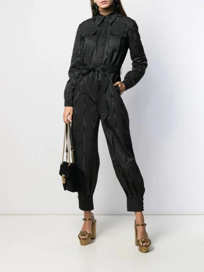 Shop Gucci Ribbed Boiler Suit In Black