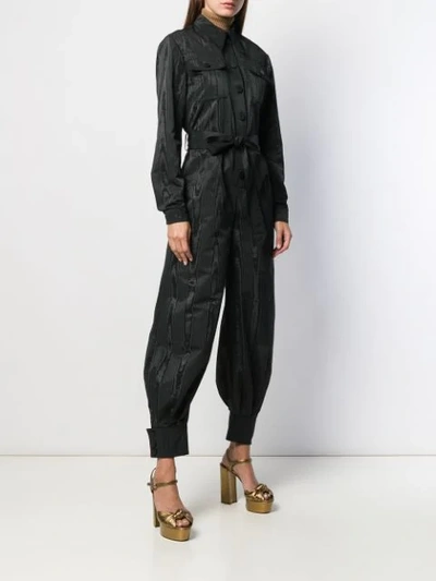 Shop Gucci Ribbed Boiler Suit In Black