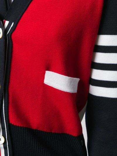Thom Browne 4-bar Colorblock Wool Cardigan In White