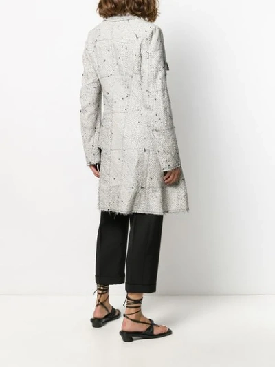 Shop Yohji Yamamoto Stitch Patterned Jacket In White