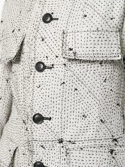 Shop Yohji Yamamoto Stitch Patterned Jacket In White