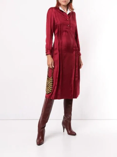 Pre-owned Chanel Long-sleeve Midi Dress In Red