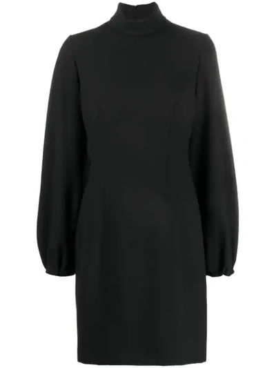 Shop Erika Cavallini Bishop-sleeves Turtleneck Dress In Black