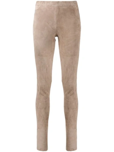 Shop Arma Leather Skinny Trousers In Grey