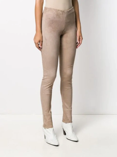 Shop Arma Leather Skinny Trousers In Grey