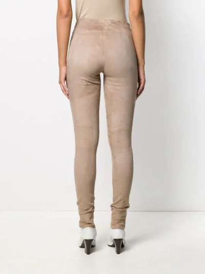 Shop Arma Leather Skinny Trousers In Grey