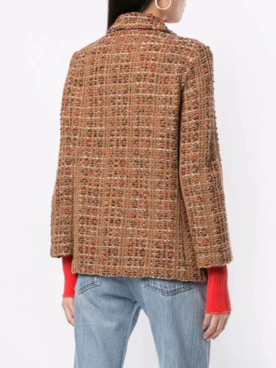 Shop Coohem Tweed Blazer Jacket In Brown