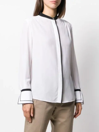 Shop Barba Contrast Collar Silk Shirt In White