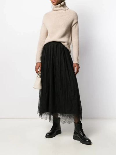 Shop Aragona Turtleneck Knit Jumper In Neutrals