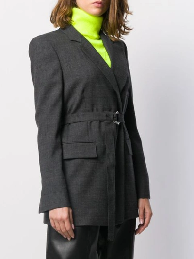 Shop Pinko Belted Blazer In Grey