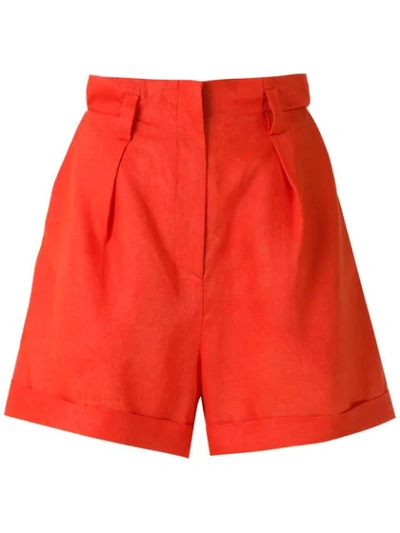 Shop Andrea Marques Pleated Cochard Shorts In Orange