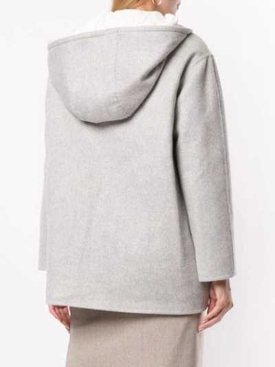 Shop Agnona Hooded Layered Jacket In 011 Silv Sld
