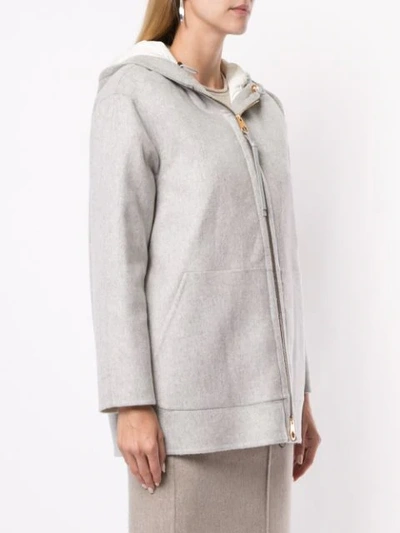 Shop Agnona Hooded Layered Jacket In 011 Silv Sld