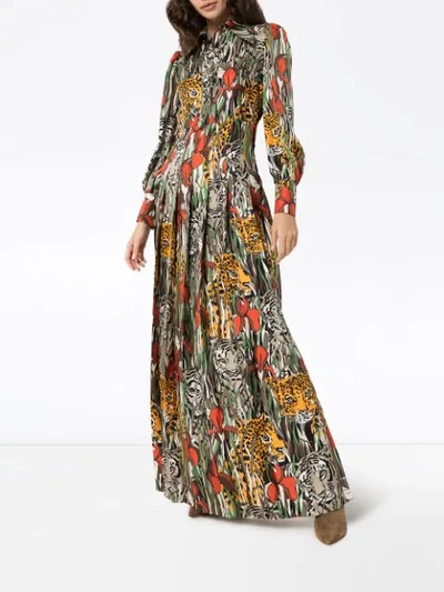 Shop Gucci Garden Print Maxi Dress In Orange