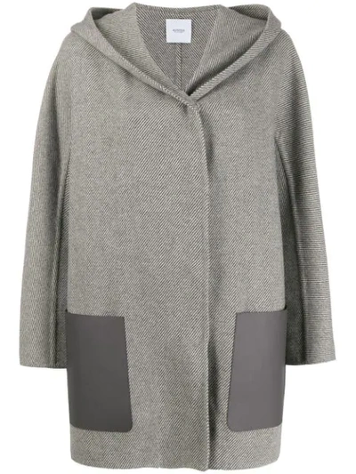 Shop Agnona Contrast Pocket Coat In Grey