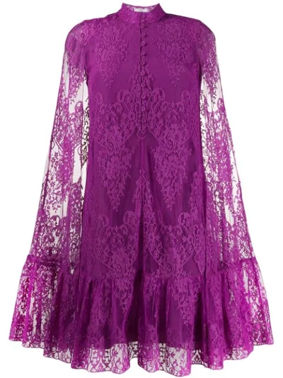 Shop Erdem Cape-effect Mini Dress In Purple