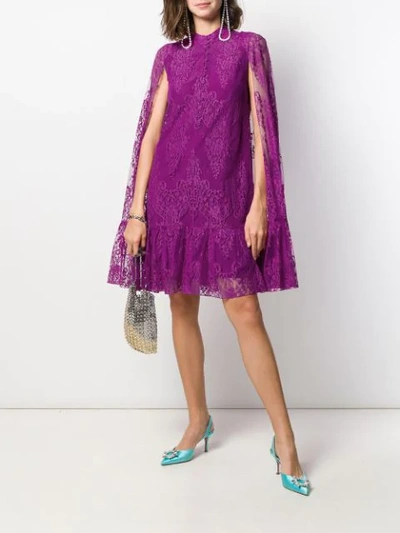 Shop Erdem Cape-effect Mini Dress In Purple
