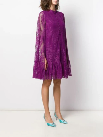 Shop Erdem Cape-effect Mini Dress In Purple