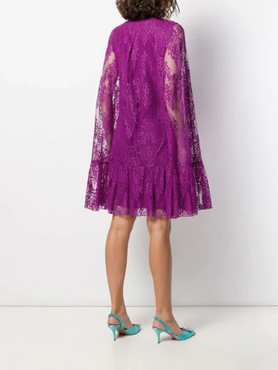 Shop Erdem Cape-effect Mini Dress In Purple