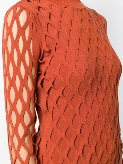 Shop Fendi Mesh Effect Jumper In Orange