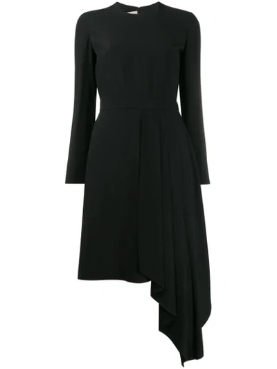 Shop Gucci Draped Detail Asymmetric Dress In Black