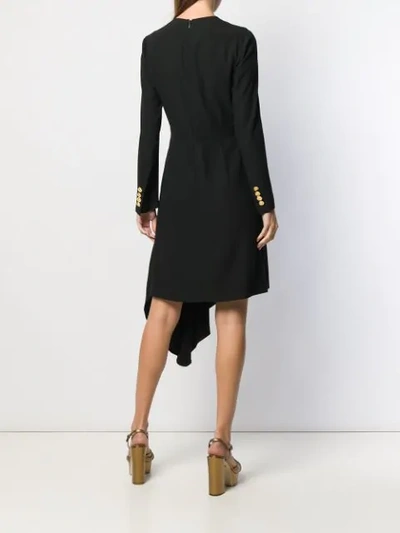 Shop Gucci Draped Detail Asymmetric Dress In Black