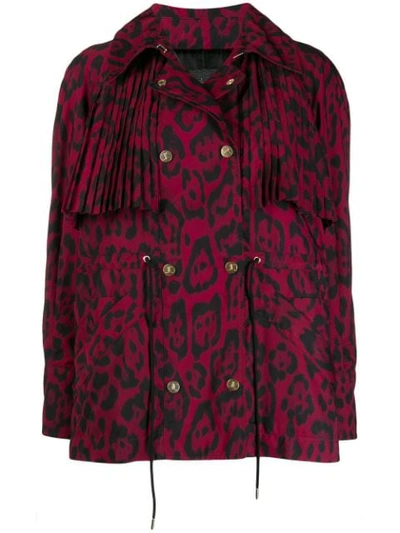 Shop Just Cavalli Leopard Print Pleat Jacket In Red