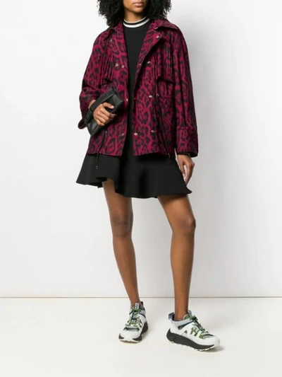 Shop Just Cavalli Leopard Print Pleat Jacket In Red