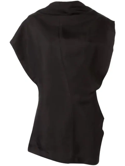 Shop Jil Sander Draped Neckline Sleeveless Blouse In Black
