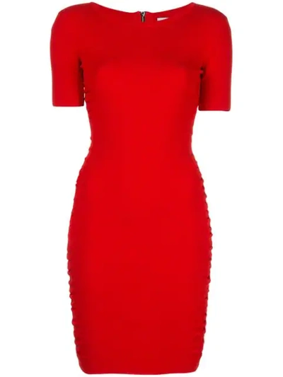 Shop Milly Ruched Mini Dress In Vermillionred