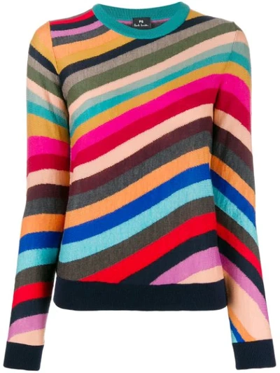 Shop Ps By Paul Smith Striped Knit Jumper In Yellow