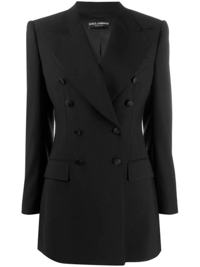 Shop Dolce & Gabbana Double-breasted Longline Blazer In N0000  Black