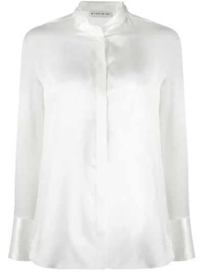 Shop Etro Fitted Silk Blouse In White