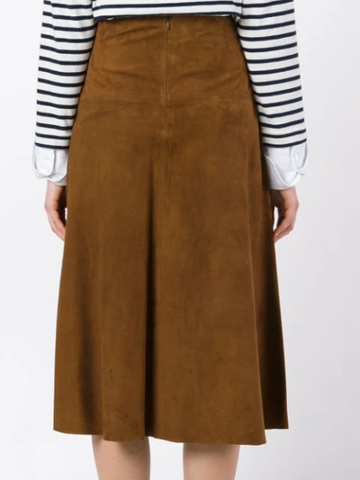 Shop Almarosafur A-line Midi Skirt In Brown