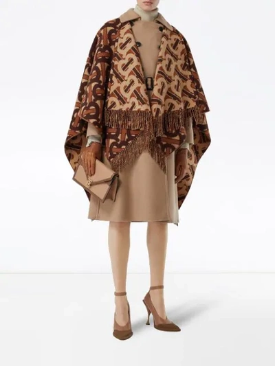 Shop Burberry Monogram Jacquard Cape In Brown