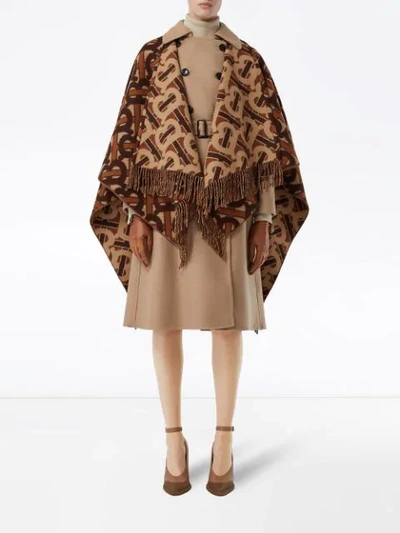 Shop Burberry Monogram Jacquard Cape In Brown