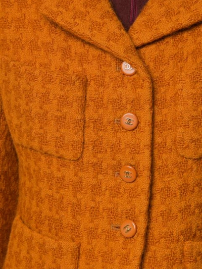 Pre-owned Chanel Long Sleeve Tweed Jacket In Orange